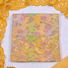 Banarasi Yellow Unstitched Suit