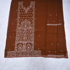 Organza Brown Unstitched Suit