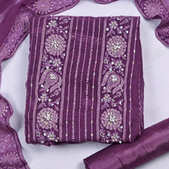 Georgette Purple Unstitched Suit