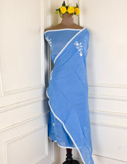 Organza Powder Blue Unstitched Suit