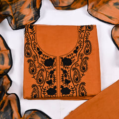Organza Rust Unstitched Suit