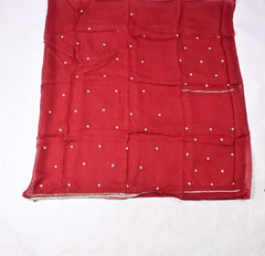 Twill Organza Maroon Unstitched Suit