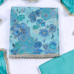 Shimmer Sky Blue Unstitched Suit