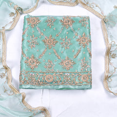 Glass Pista Green Unstitched Suit