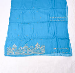 Organza Sky Blue Unstitched Suit