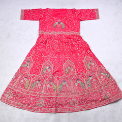 Crepe Magenta Peplum Lehenga Suit