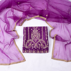 Gavadin Silk Purple Unstitched Suit