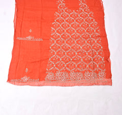 Organza Orange Unstitched Suit