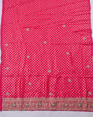 Banarasi Silk Pink Unstitched Suit
