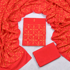 Cotton Red Phulkari Suit