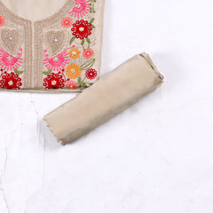 Organza Beige Unstitched Suit