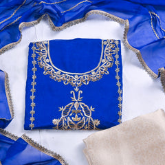 Organza Blue Unstitched Suit