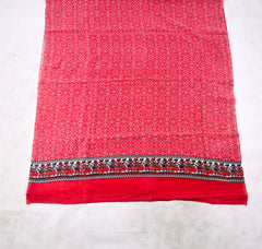 Maheshwari Cotton Red Unstitched Suit