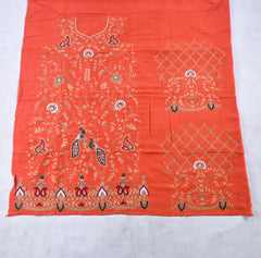 Khadi Orange Unstitched Suit