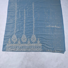 Shimmer Powder Blue Unstitched Lehenga Suit
