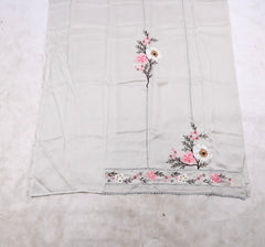 Organza Silver floral Unstitched Suit