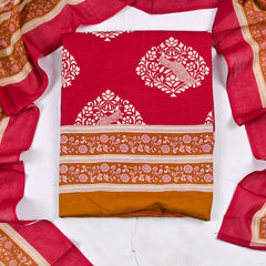 Pure Cotton maroon Unstitched Suit