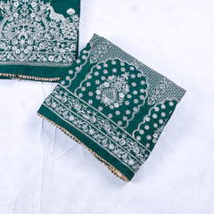 Khadi Green Stitched Lehenga Suit