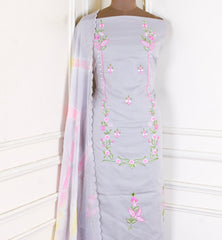 Self-Cotton Grey Unstitched Suit