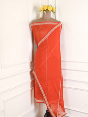 Organza Rust Unstitched Suit