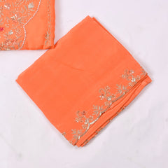 Organza Orange Unstitched Suit