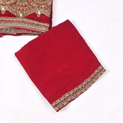 Organza Maroon Unstitched Suit