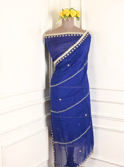 Organza Silk Blue Unstitched Suit