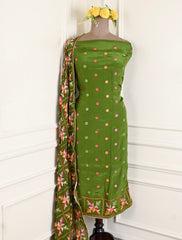 Crepe Green Unstitched Suit