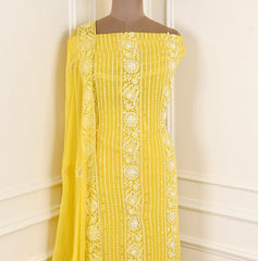 Georgette Yellow Unstitched Suit