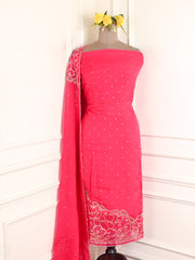 Organza Magenta Unstitched Suit