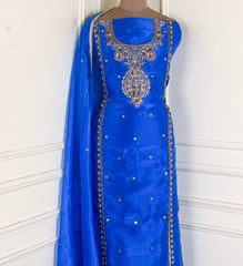 Glass Shimmer Blue Unstitched Suit