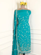 Organza Ferozi Unstitched Suit