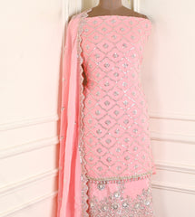 Organza Baby Pink Unstitched Suit