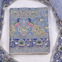 Glass Shimmer Powder Blue Unstitched Suit