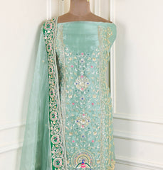 Glass Shimmer Sea Green Unstitched Suit