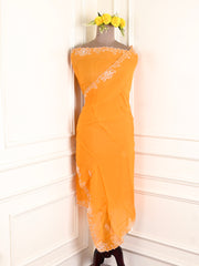 Organza Yellow Unstitched Suit