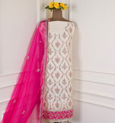 Organza Pink Unstitched Suit