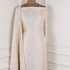 Brocade Silk Beige Unstitched Suit