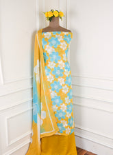 Georgette Yellow Unstitched Suit