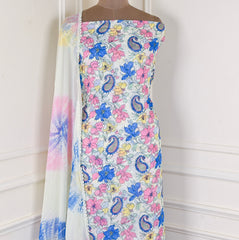 Georgette Blue Unstitched Suit