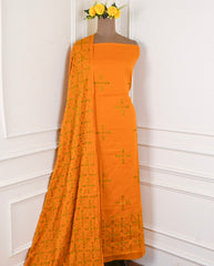 Cotton Yellow Mustard Phulkari Suit