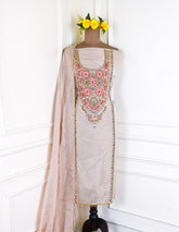 Shimmer Beige Unstitched Suit
