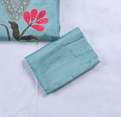Shimmer Pale Aqua Blue Unstitched Suit