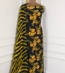 Crepe Black & Yellow Unstitched Suit