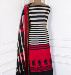 Maheshwari Cotton Red Unstitched Suit