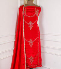 Crepe Maroon Unstitched Suit