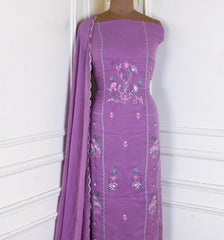 Georgette Purple Unstitched Suit