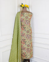 Shimmer Pista Green Unstitched Suit