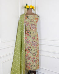 Shimmer Pista Green Unstitched Suit