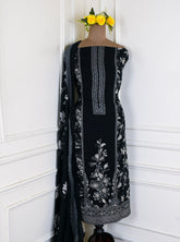 Georgette Black Unstitched Suit